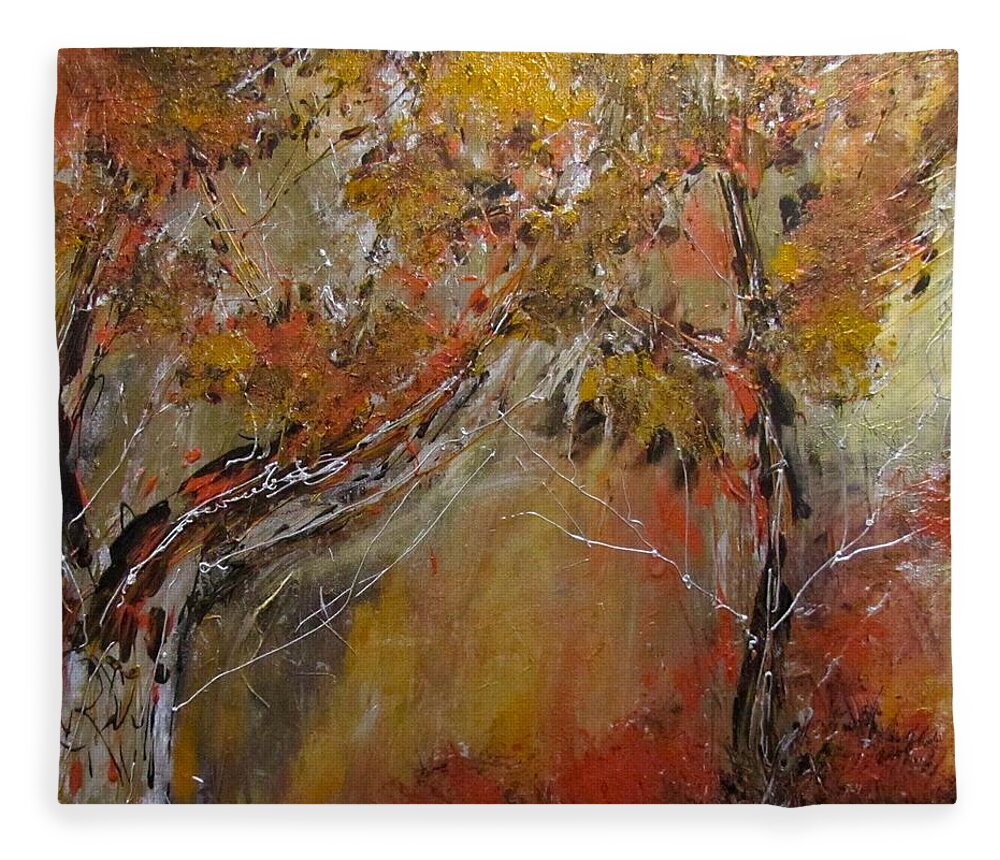 Fall Fleece Blanket featuring the painting Late Fall by Barbara O'Toole