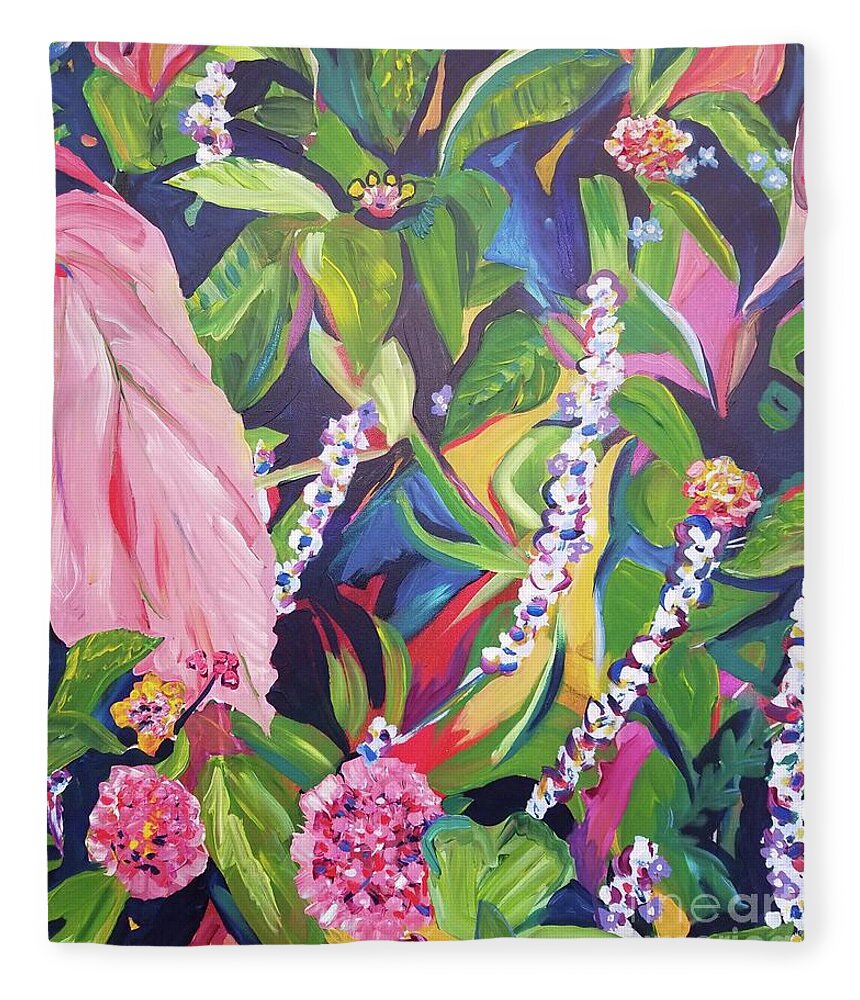 Summer Fleece Blanket featuring the painting Late Summer Composition by Catherine Gruetzke-Blais