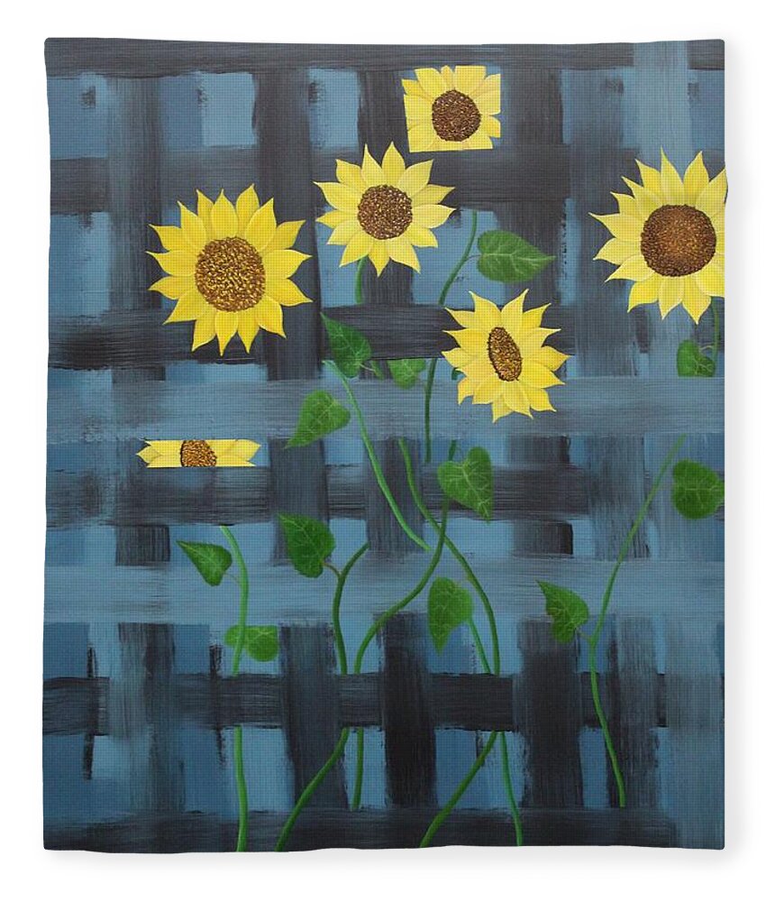 Sunflowers Fleece Blanket featuring the painting Lattice by Berlynn