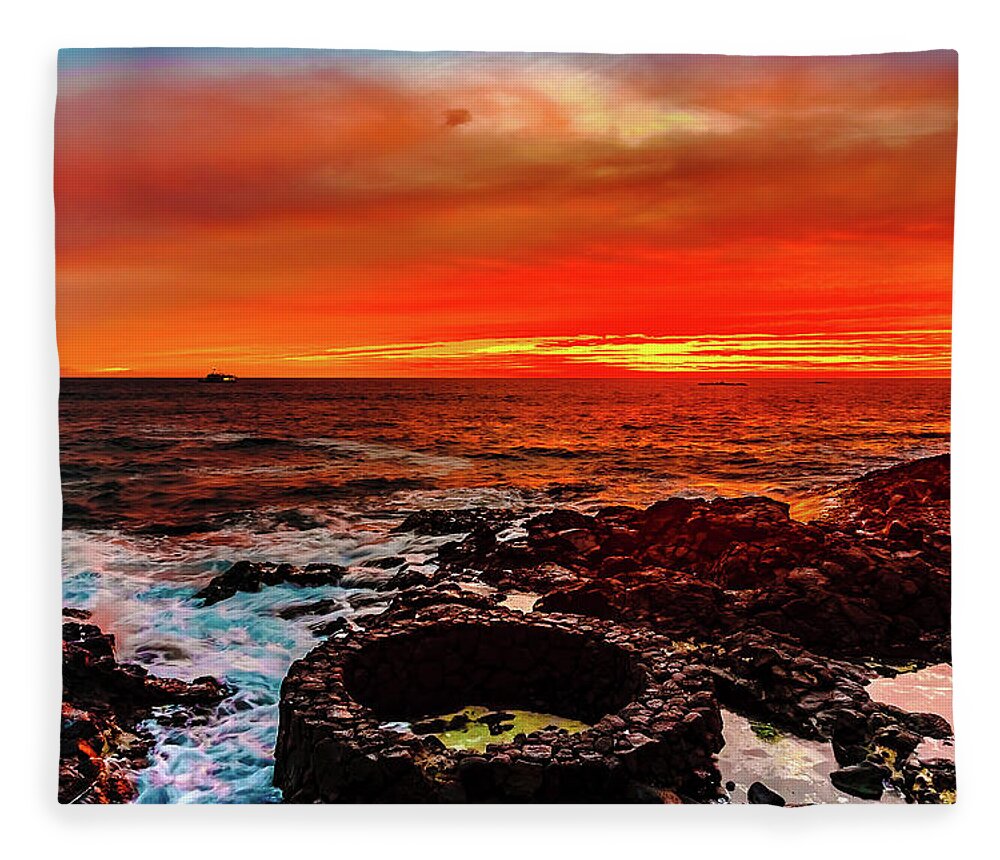  Fleece Blanket featuring the photograph Lava Bath after Sunset by John Bauer