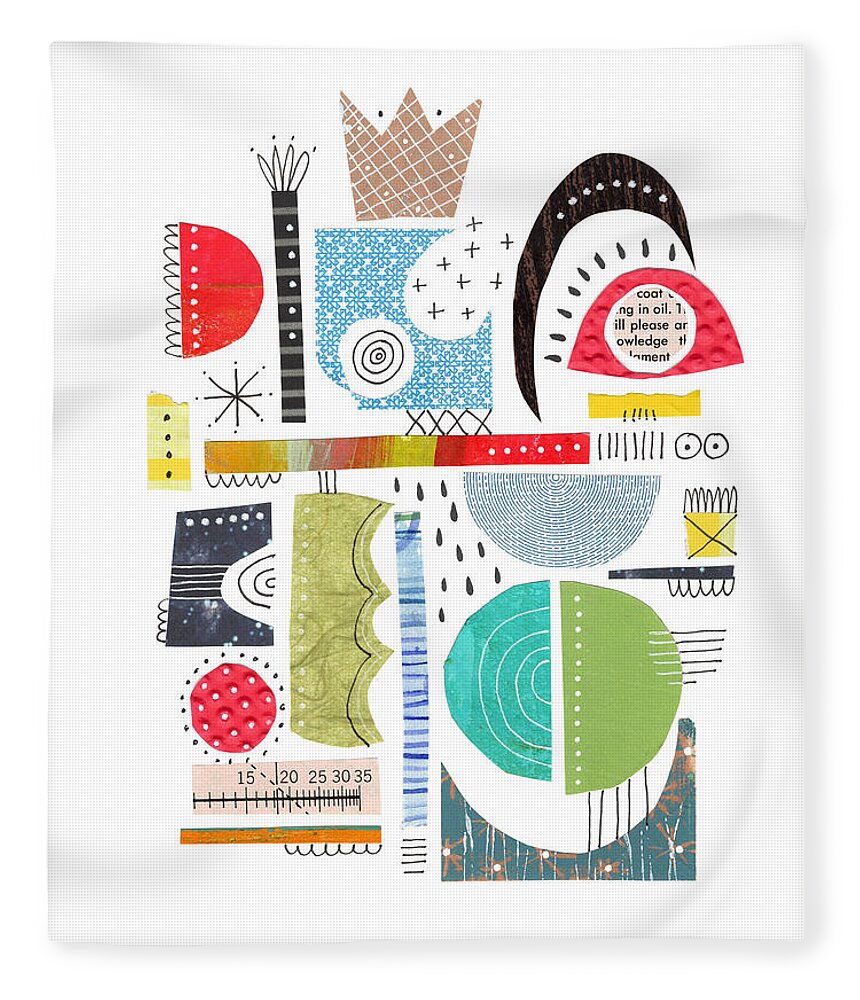 Collage Fleece Blanket featuring the mixed media Le Roi Couleur by Lucie Duclos