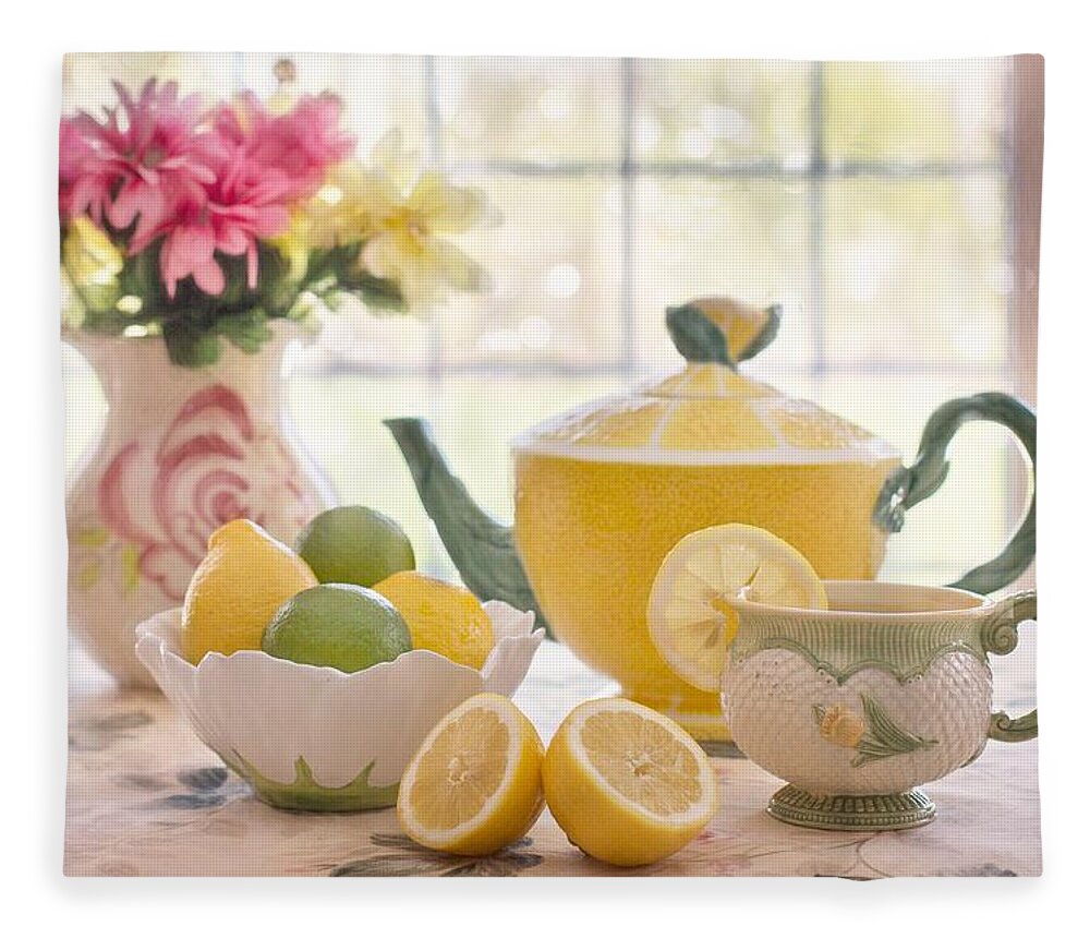 Cute Fleece Blanket featuring the photograph Lemon tea by Top Wallpapers