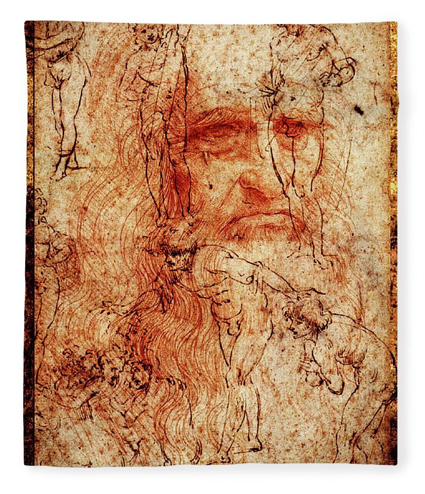 Leonardo Da Vinci Fleece Blanket featuring the digital art Leonardo's Mind 1 by John Vincent Palozzi