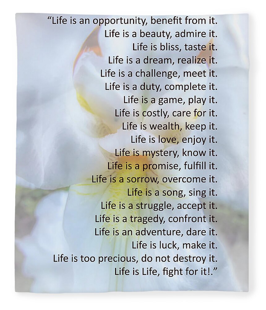 Mother Teresa Fleece Blanket featuring the photograph Life Is An Opportunity by Amy Dundon