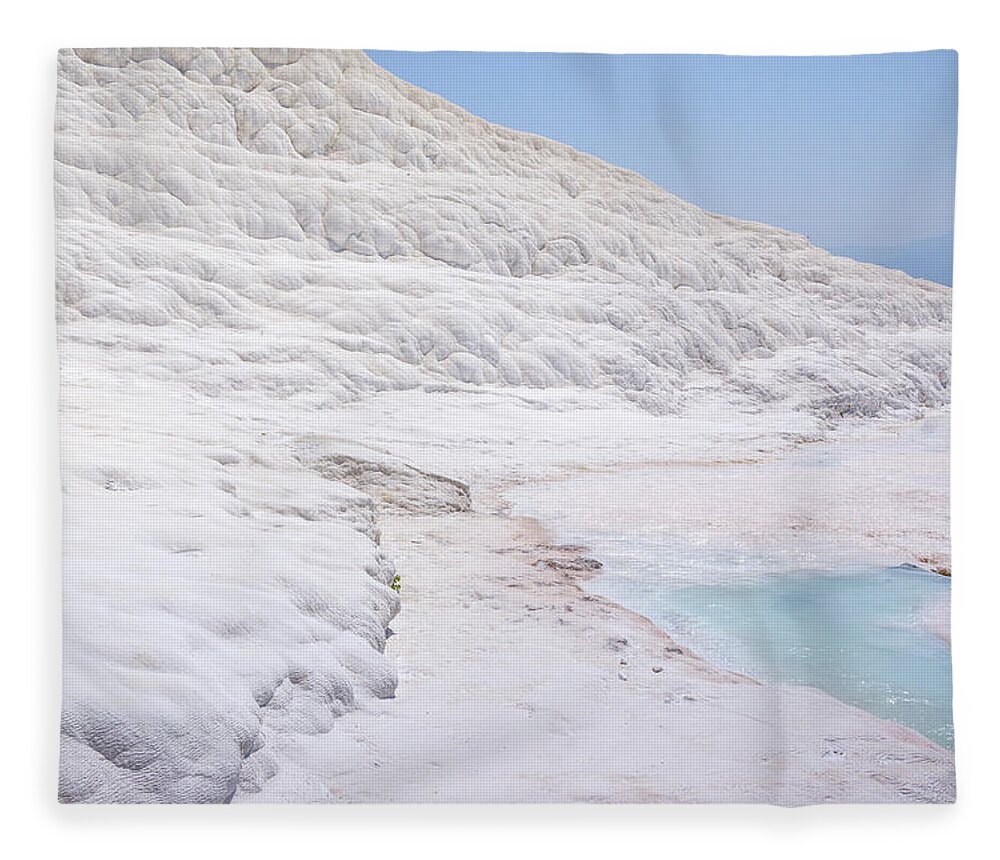 Turkey Fleece Blanket featuring the photograph Limestone formations in Pamukkale by Sun Travels