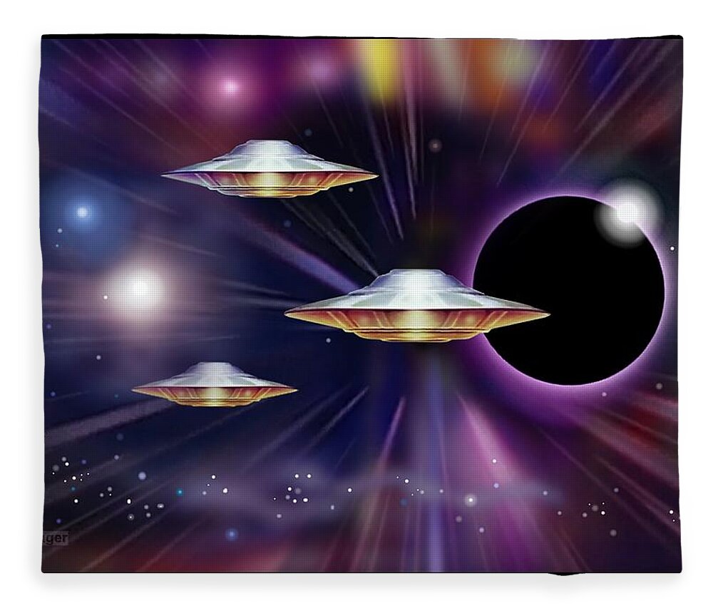 Spacecrafts Fleece Blanket featuring the digital art Limits In Space by Hartmut Jager