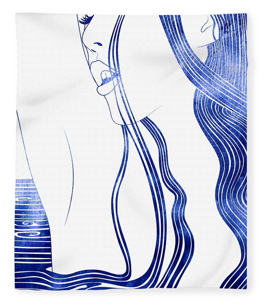 Aqua Fleece Blanket featuring the mixed media Limnoreia by Stevyn Llewellyn
