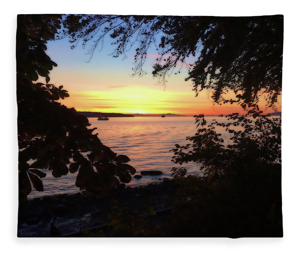 Connie Handscomb Fleece Blanket featuring the photograph Liquid Sunset by Connie Handscomb