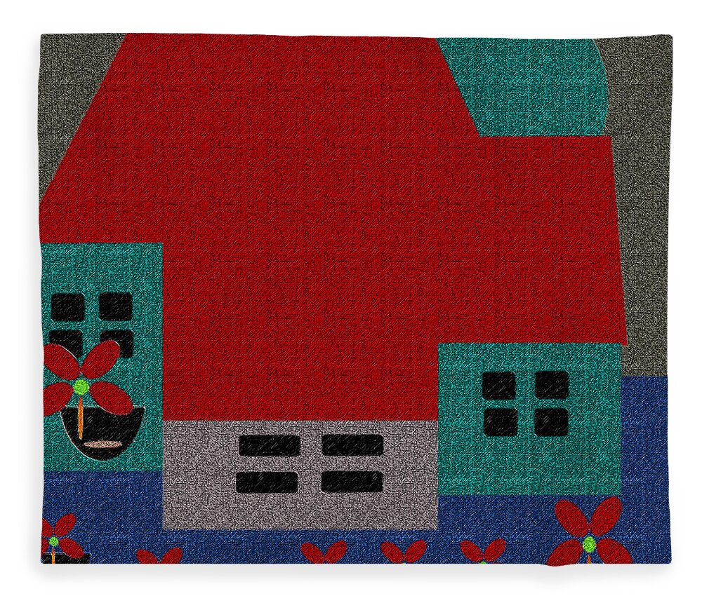 Art Fleece Blanket featuring the digital art Little House Painting 35 by Miss Pet Sitter