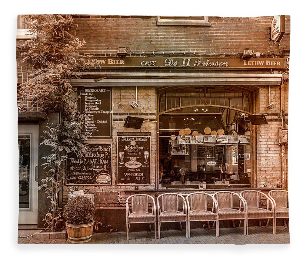Garden Fleece Blanket featuring the photograph Little Pub Downtown Amsterdam Old World Charm by Debra and Dave Vanderlaan