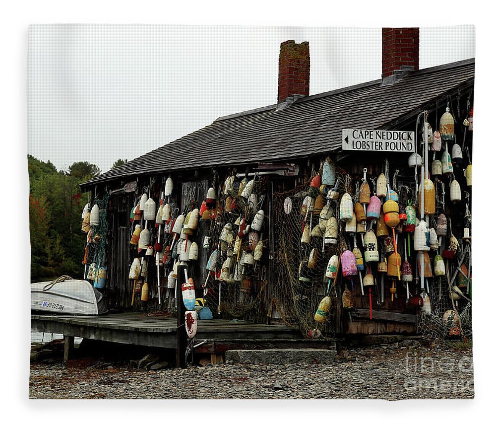 Maine Fleece Blanket featuring the photograph Lobster Shack by Terri Brewster