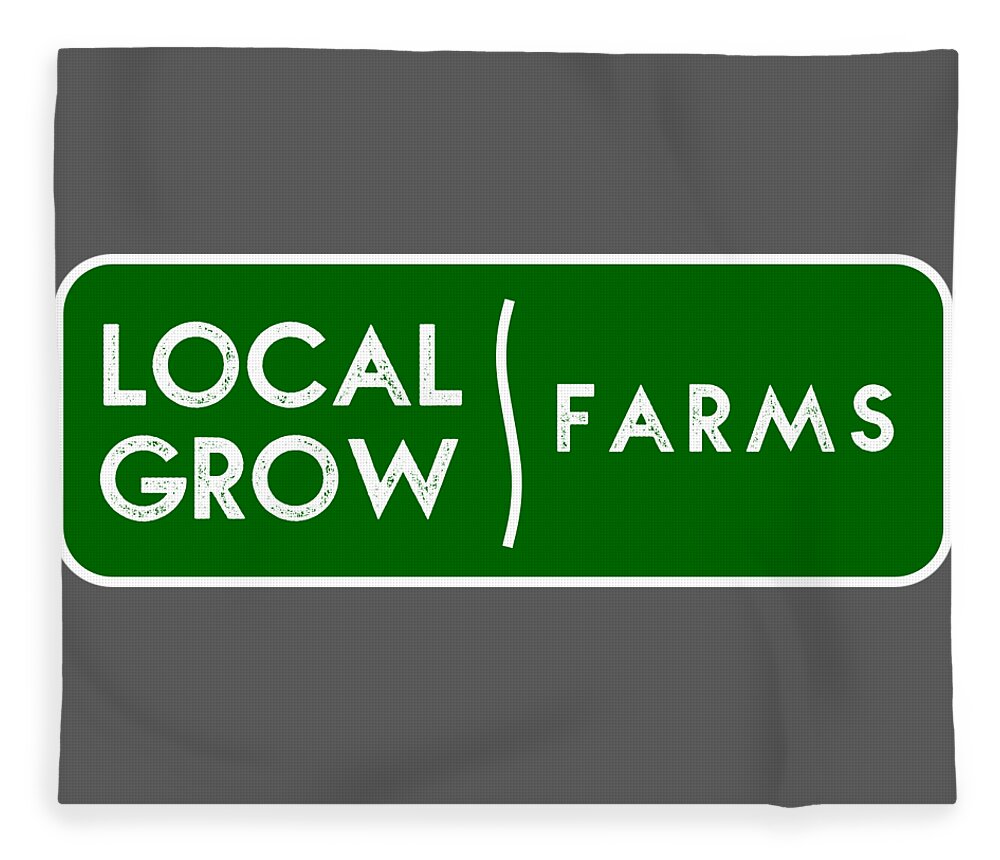  Fleece Blanket featuring the drawing Local Grow Farms logo on dark backgrounds by Charlie Szoradi