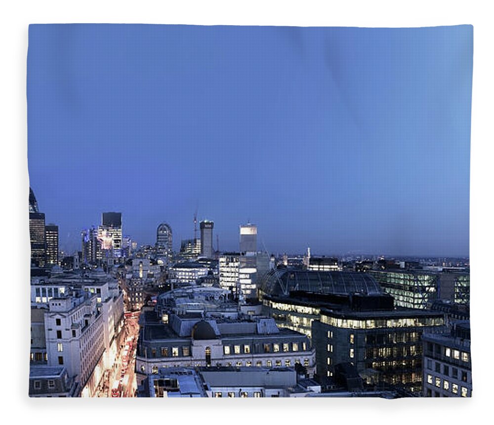 Financial Building Fleece Blanket featuring the photograph London City Lights by Imagegap