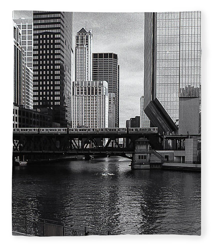 Chicago Fleece Blanket featuring the photograph Lone Walk by Laura Hedien