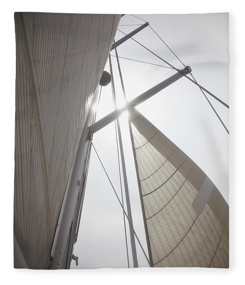 Outdoors Fleece Blanket featuring the photograph Looking Up To Full Sails, Backlit by Siri Stafford