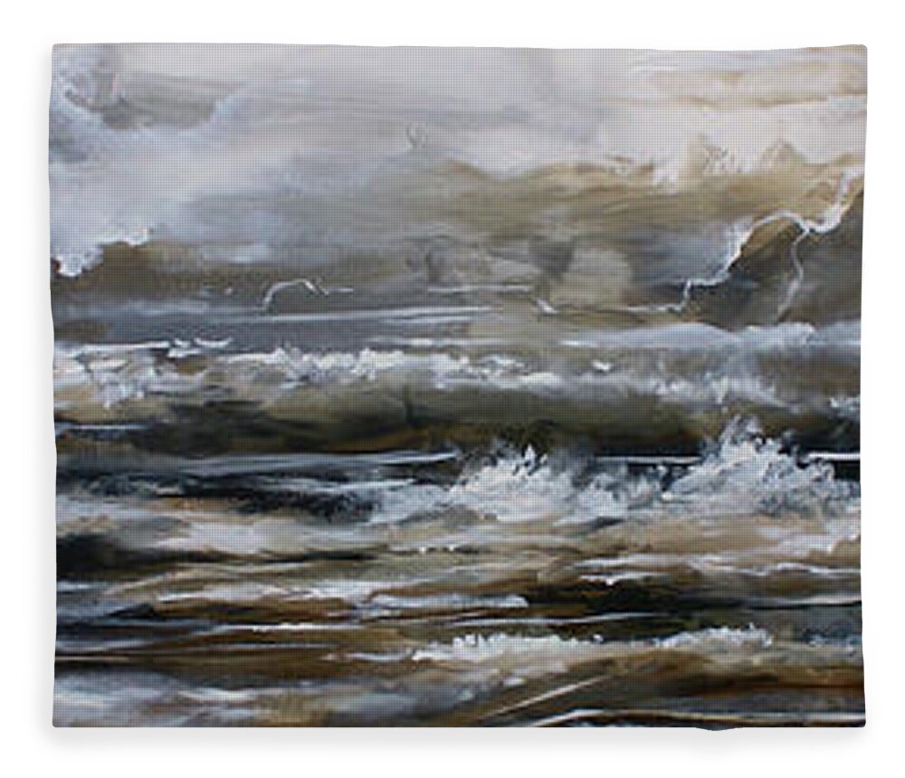 Seascape Fleece Blanket featuring the painting Lost Horizon by Michael Lang
