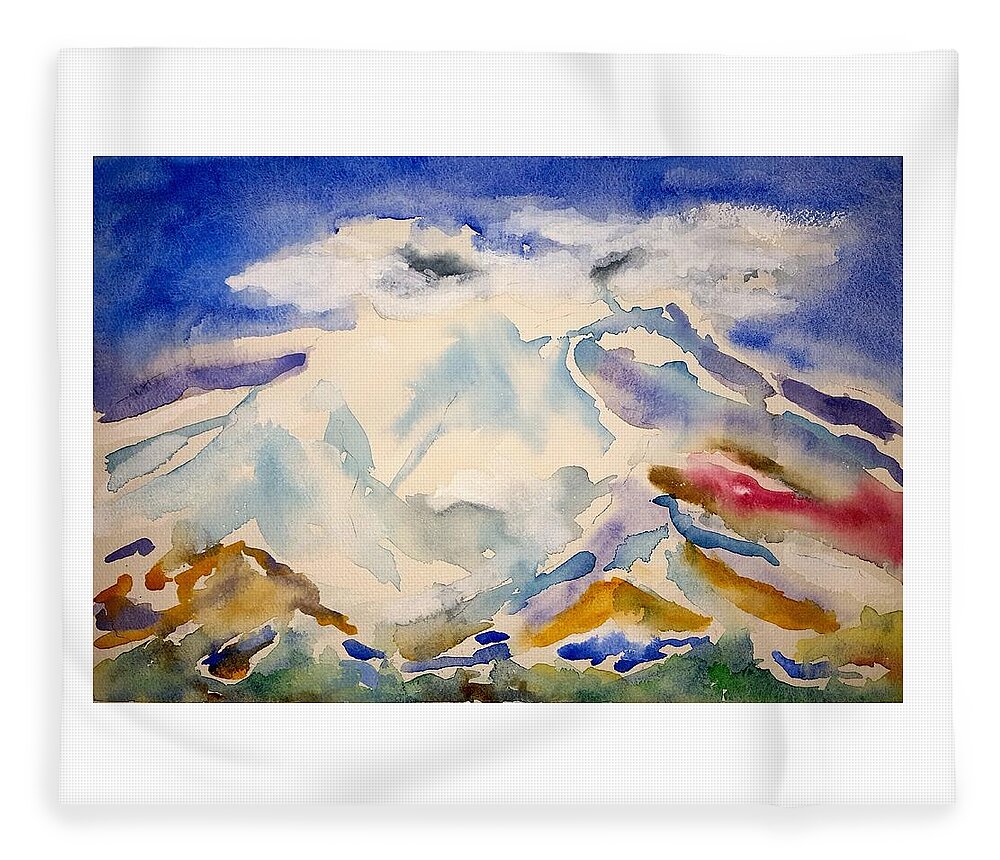 Watercolor Fleece Blanket featuring the painting Lost Mountain Lore by John Klobucher