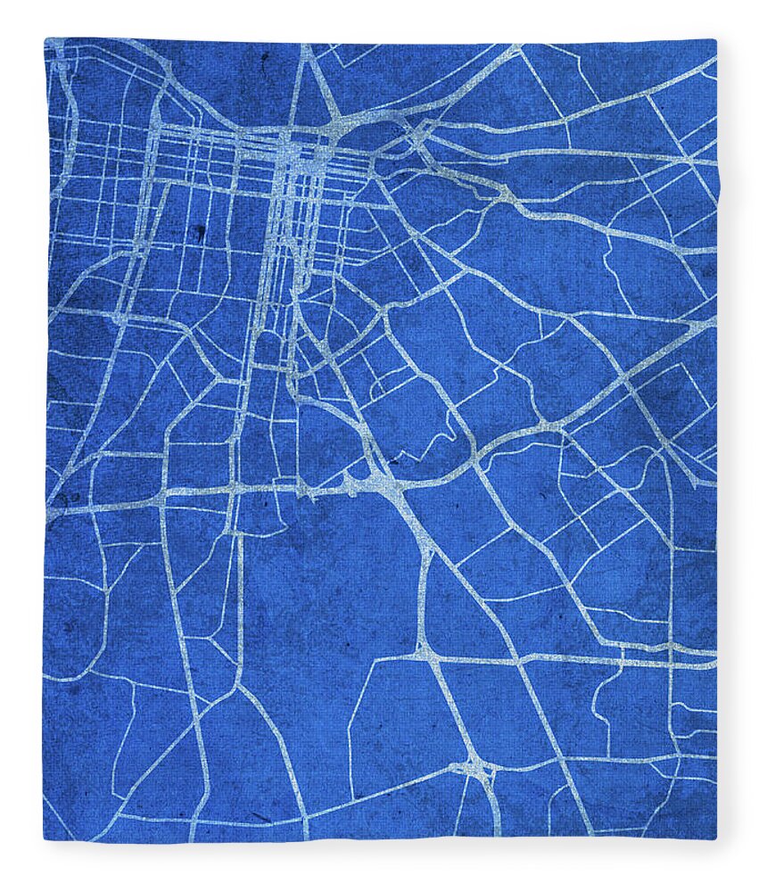 Louisville Kentucky City Street Map Blueprints Fleece Blanket by