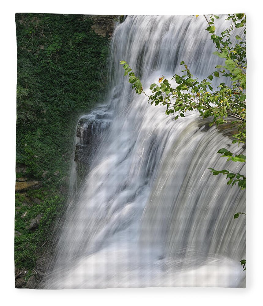 Burgess Falls Fleece Blanket featuring the photograph Lower Falls 3 by Phil Perkins