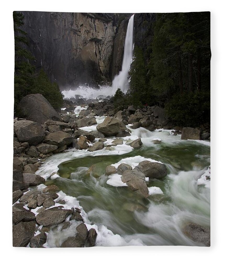 Tranquility Fleece Blanket featuring the photograph Lower Yosemite Falls In Spring by Benjamin F. Hall