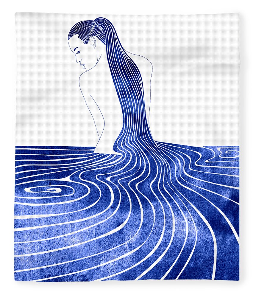 Aqua Fleece Blanket featuring the mixed media Lysianassa by Stevyn Llewellyn