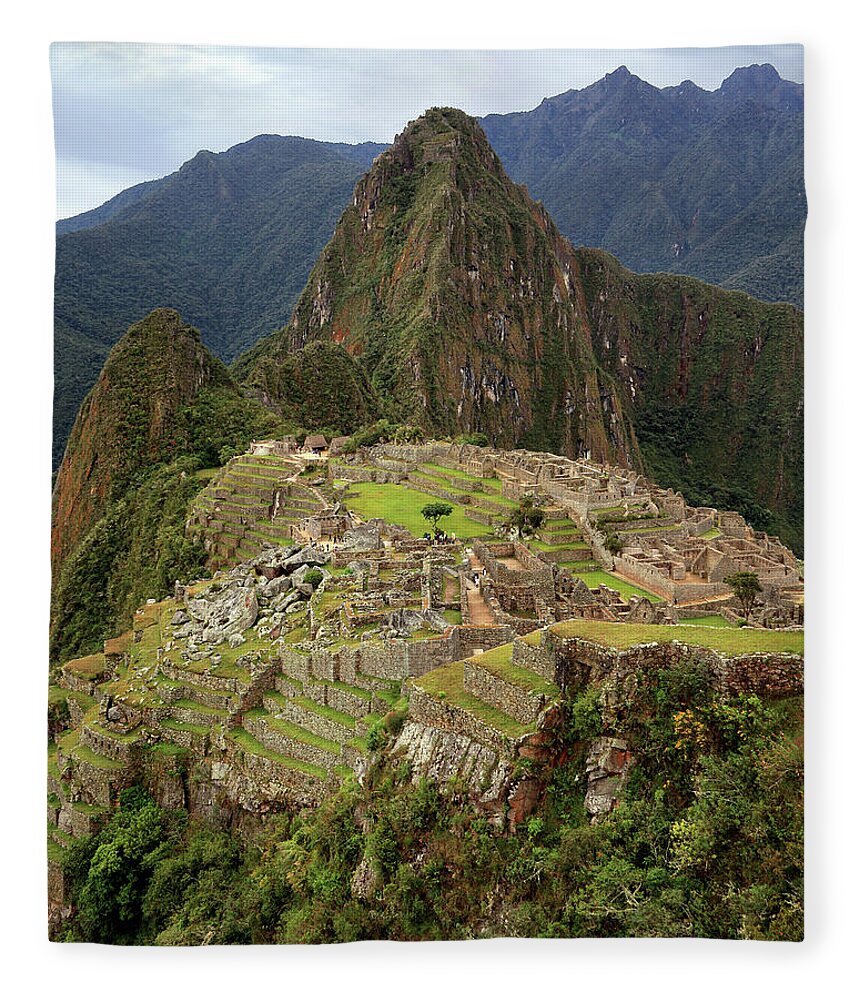 Tranquility Fleece Blanket featuring the photograph Machu Picchu Portrait by Rob Kroenert