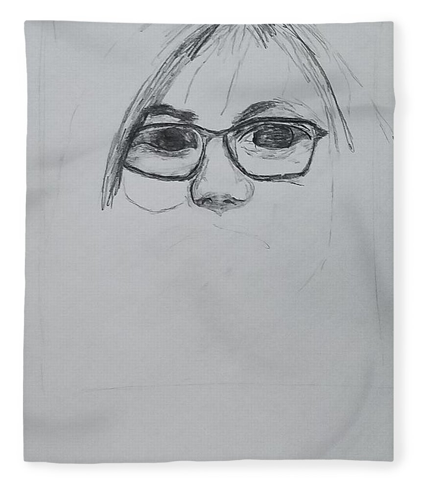  Fleece Blanket featuring the drawing Madison.   UNFINISHED by Jimmy Chuck Smith