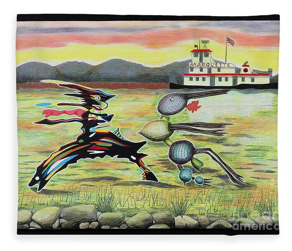 Leo Smith Fleece Blanket featuring the painting Main channel by Leo Smith