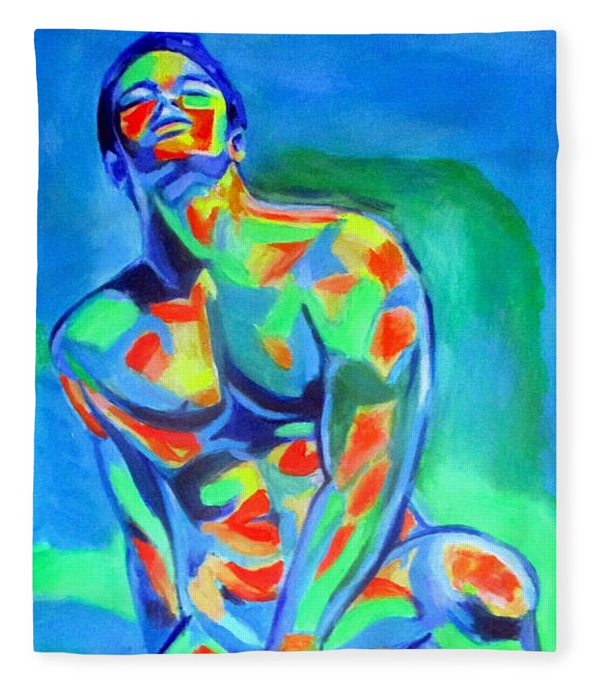 Nudes Paintings Fleece Blanket featuring the painting Male distinctive beauty by Helena Wierzbicki