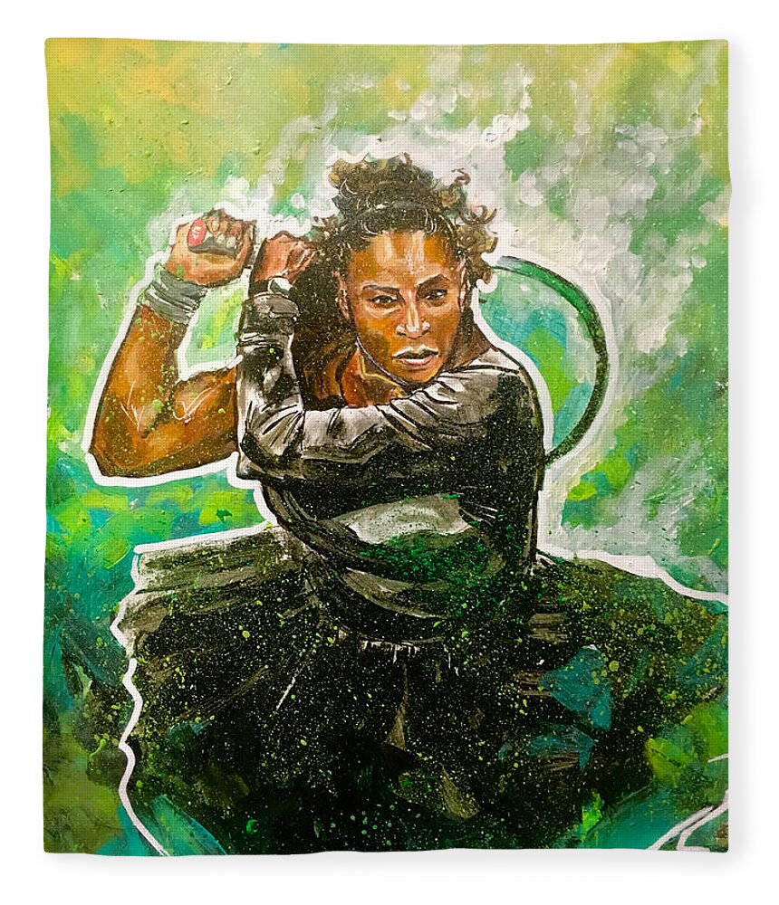Serena Williams Fleece Blanket featuring the painting Mama Said Knock You Out by Joel Tesch