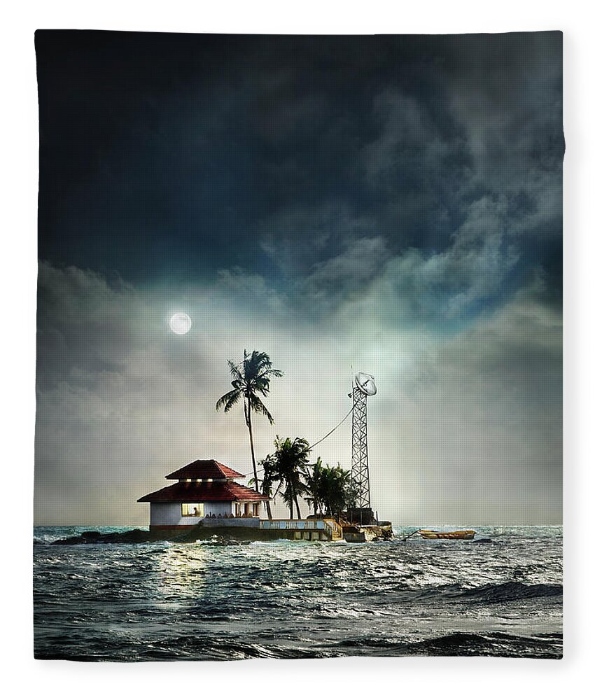 People Fleece Blanket featuring the photograph Man Working On Island by Gandee Vasan