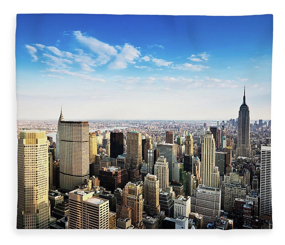 Viewpoint Fleece Blanket featuring the photograph Manhattan Summer In The City by Mlenny