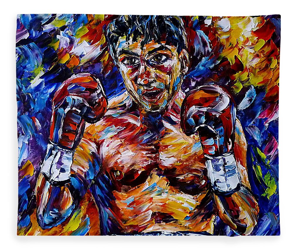 Powerful Boxer Painting Fleece Blanket featuring the painting Markus Beyer by Mirek Kuzniar