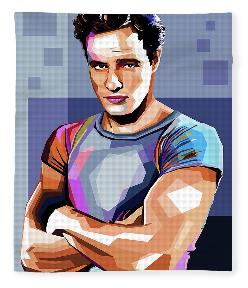 Marlon Brando Fleece Blanket featuring the digital art Marlon Brando by Movie World Posters