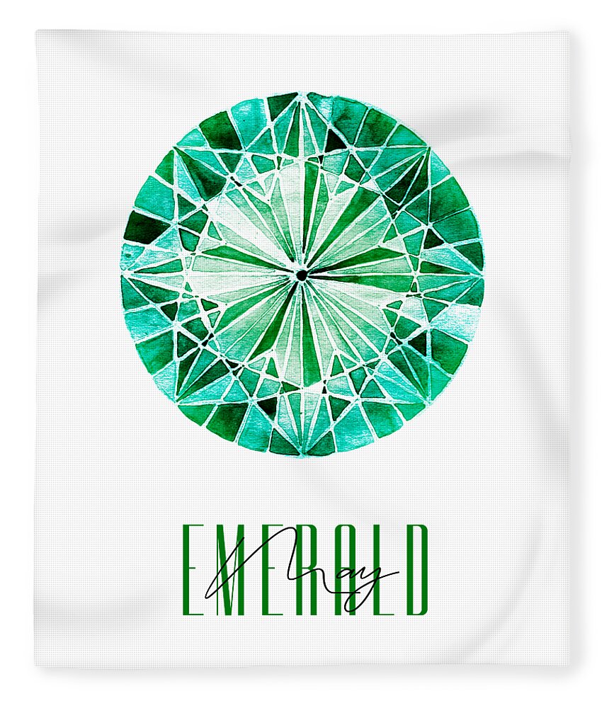 Amanda Lakey Fleece Blanket featuring the mixed media May Birthstone - Emerald by Amanda Jane