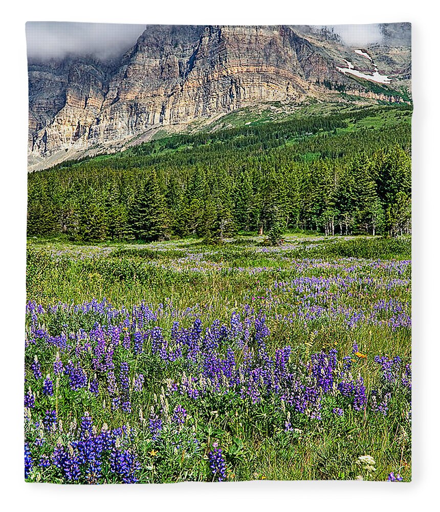 Tranquility Fleece Blanket featuring the photograph Meadow With Lupines by Merilee Phillips