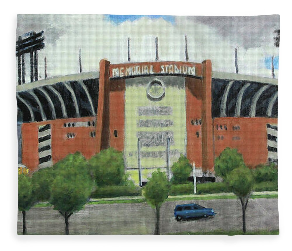 Baltimore Fleece Blanket featuring the painting Memorial Stadium by David Zimmerman
