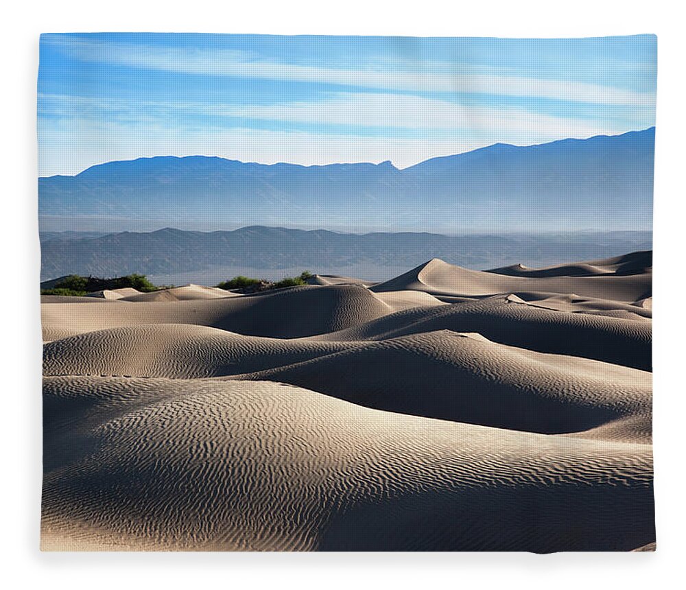 Scenics Fleece Blanket featuring the photograph Mesquite Flat Sand Dunes by Walter Bibikow
