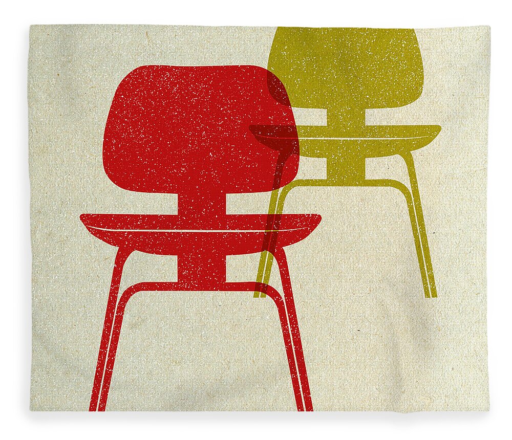 Mid-century Fleece Blanket featuring the digital art Mid Century Chairs Print by Naxart Studio