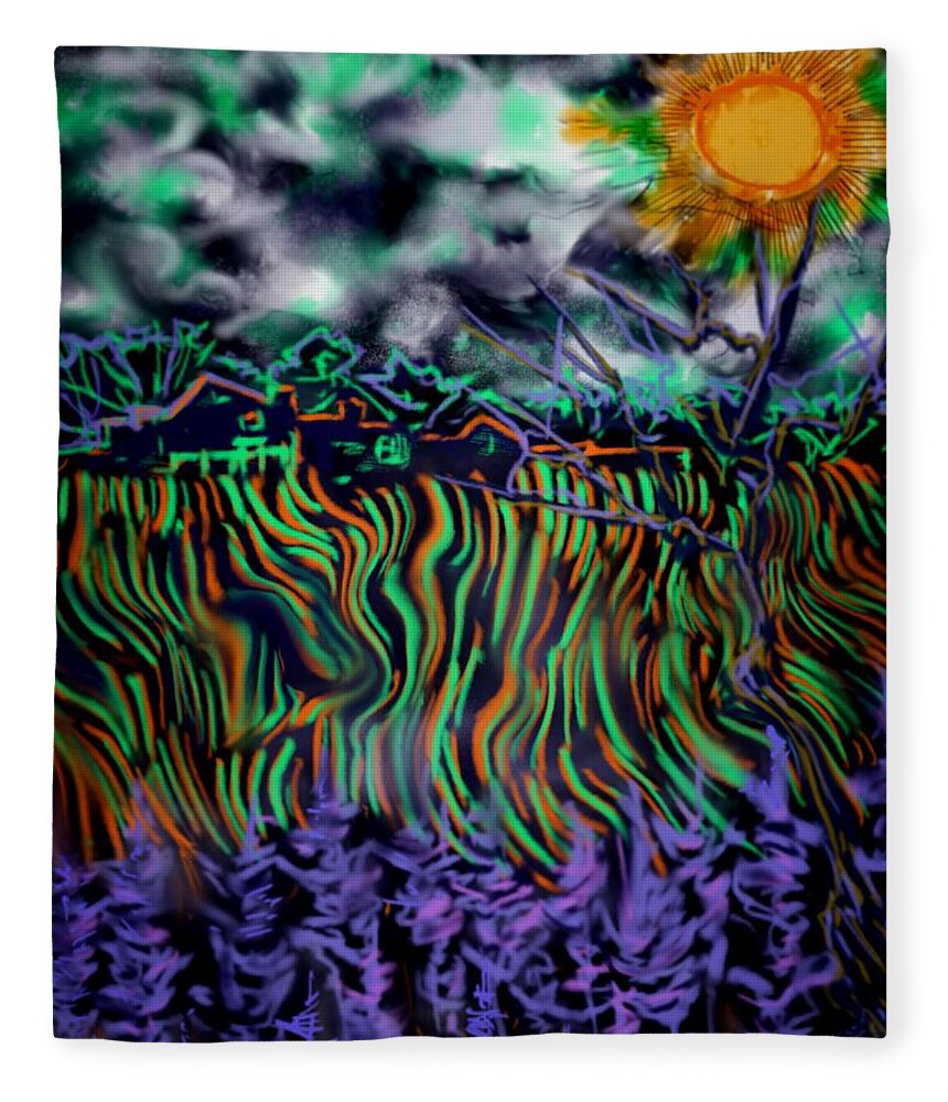 Midnight Sun Fleece Blanket featuring the digital art Midnight Sun by Angela Weddle
