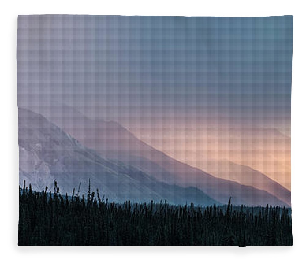 Alaska Highway Fleece Blanket featuring the photograph Midnight Sunset by Steven Keys