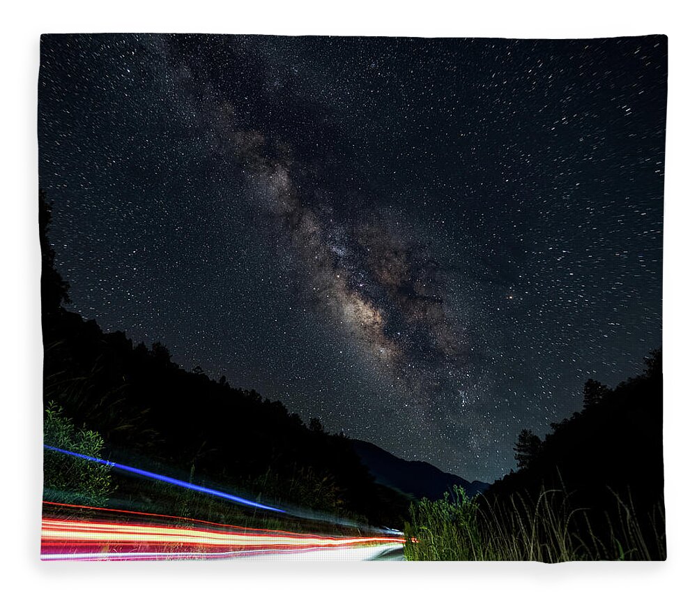 Milky Way Fleece Blanket featuring the photograph Milky Way over the South Road by William Dickman
