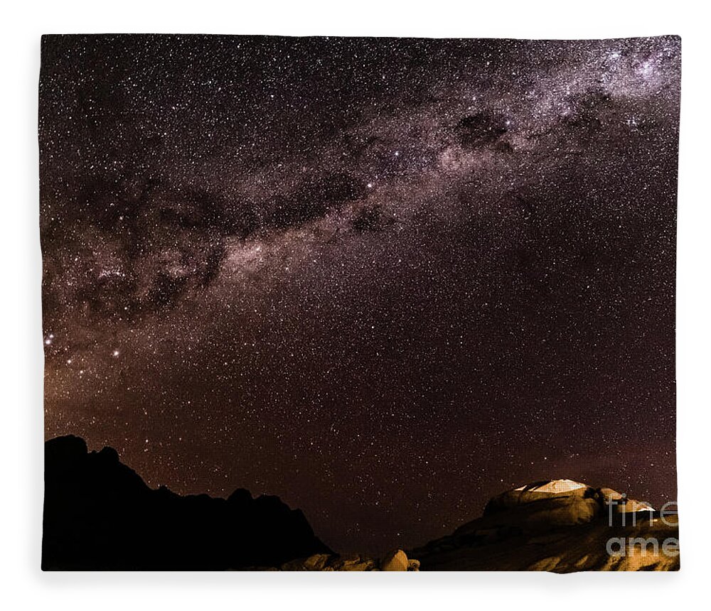 Milkyway Fleece Blanket featuring the photograph Milkyway over Spitzkoppe, Namibia by Lyl Dil Creations