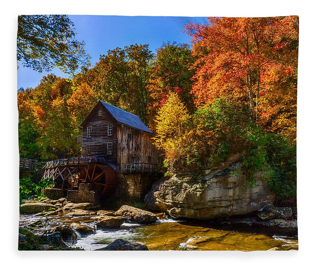 Wv Fleece Blanket featuring the photograph Mill at Babcock State Park by Amanda Jones