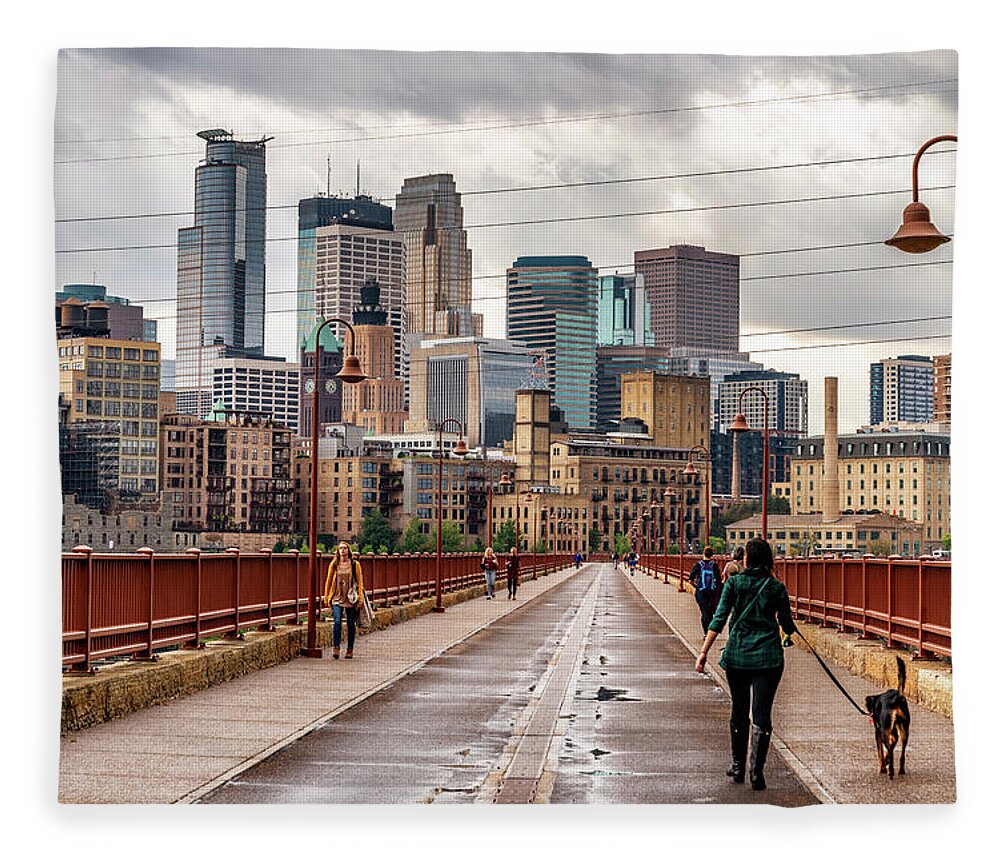 Minneapolis Fleece Blanket featuring the photograph Minneapolis Boarwalk by Framing Places
