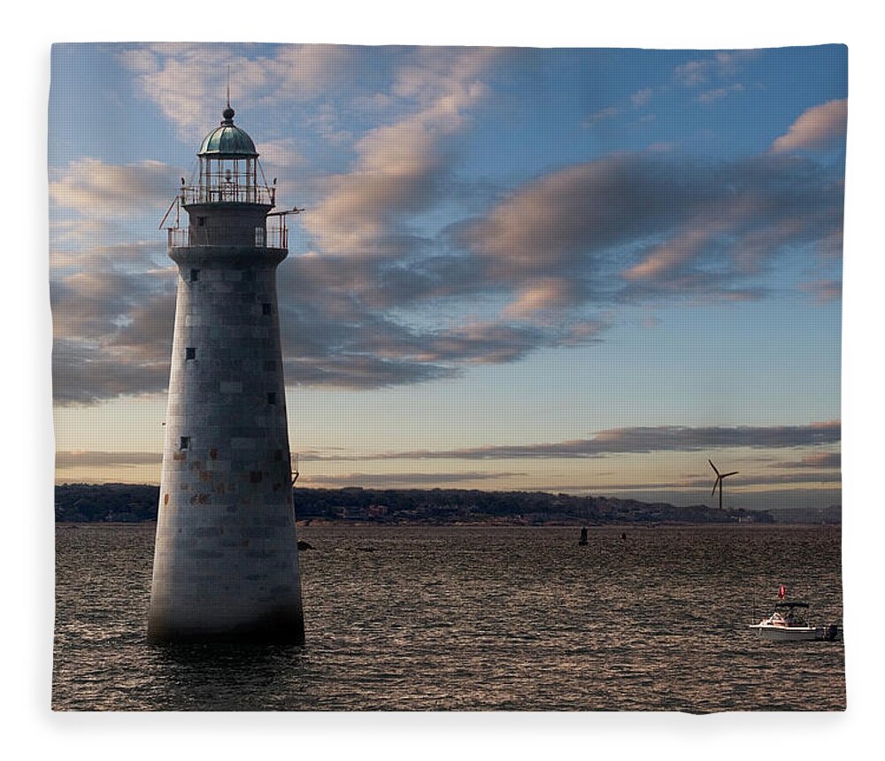 Scenics Fleece Blanket featuring the photograph Minots Ledge Light, Boston Harbor by Kickstand