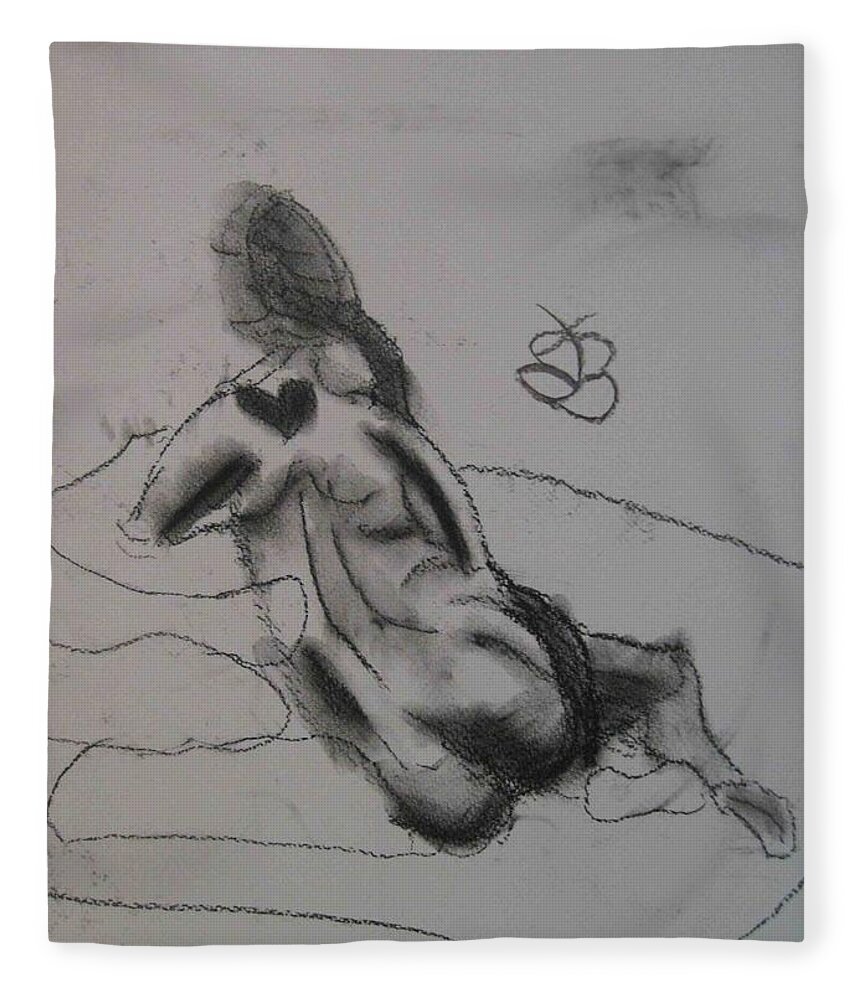  Fleece Blanket featuring the drawing model named Chieh one by AJ Brown