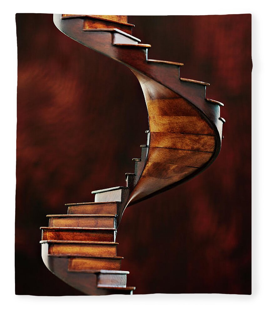 Wood Fleece Blanket featuring the photograph Model Of A Spiral Staircase by David Muir