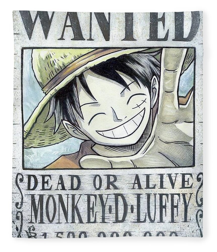 Monkey D Luffy Wanted Poster Handmade Print Fleece Blanket For Sale By Lissy Gale