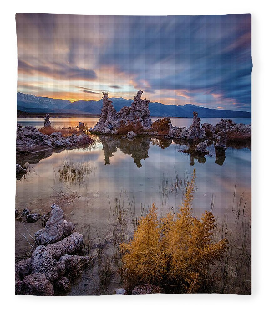 Mono Lake Fleece Blanket featuring the photograph Mono lake sunset by Davorin Mance